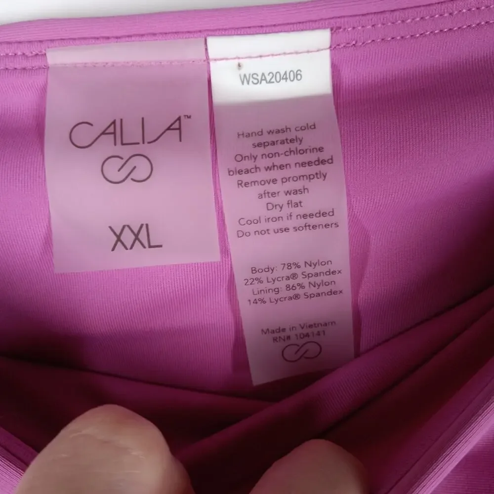 NWT Calia Mid Rise Wide Band Bikini Bottom Geramium Purple size XXL